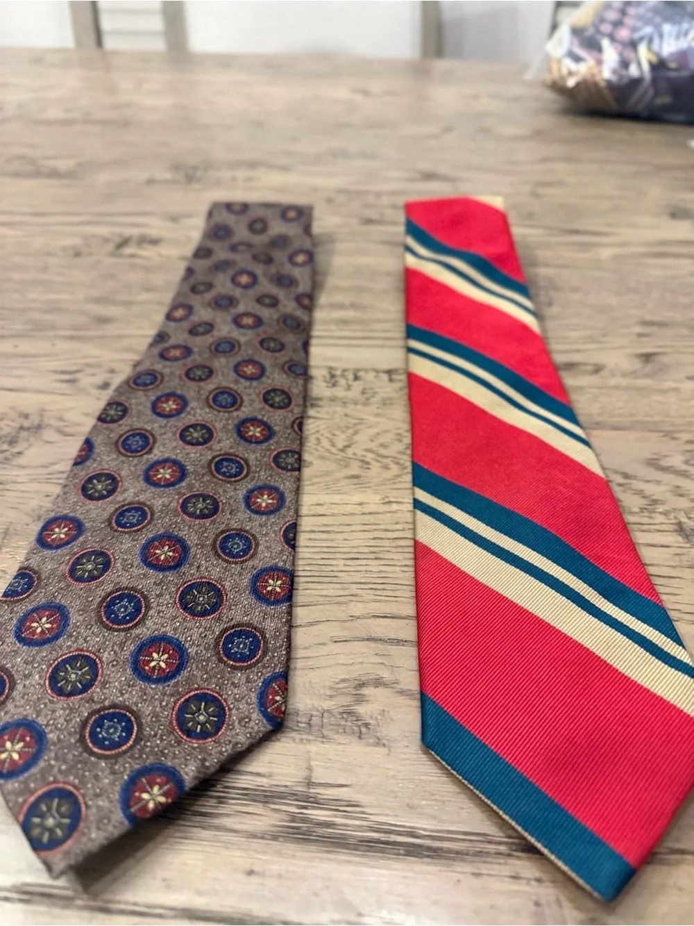 Vintage Jos. A. Bank Red and Blue Striped Silk Tie